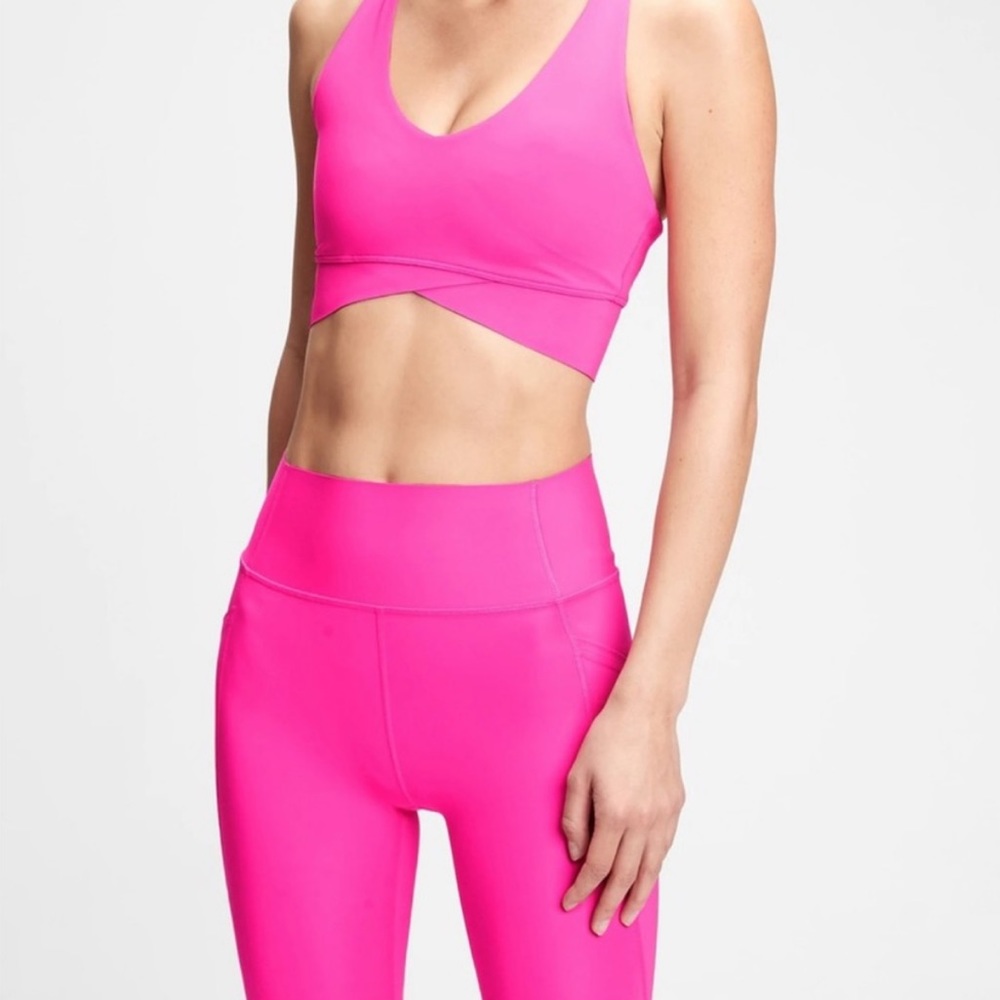 GAP Fit Sculpt Medium Impact Wrap Front Racerback Sports Bra PINK SIZE XS NEW